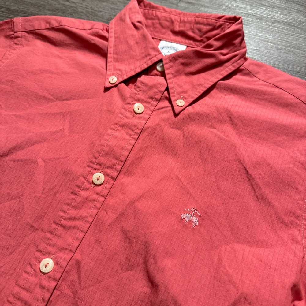 Brooks Brothers Shirt‎ Adult Small Pink Regent Fit Cotton Ripstop Logo Button